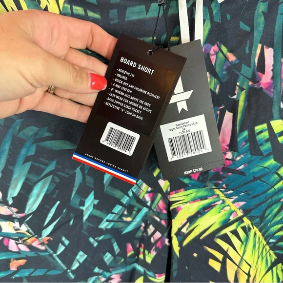 fourlaps board short swimwear night swim palms multi sz 34 athletic fit unlined - Picture 11 of 13